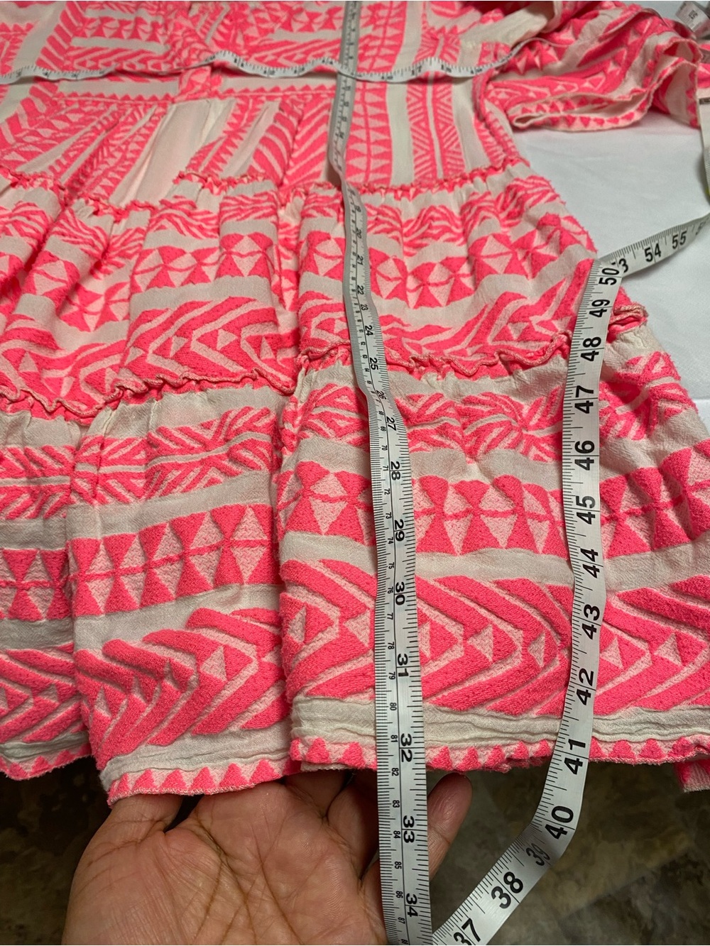 Devotion TWINS Pink Patterned V-Neck Tiered Mini Dress - Picture 11 of 12
